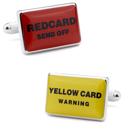 Enamel Word Red & Yellow Card  Square Cufflinks